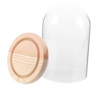 VALICLUD Eternal Flower Glass Dome Display Cloche with Wooden Base Small Glass Display Case for Desk Decoration and Dust Protection