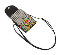 VALICLUD Ethnic Embroidered Canvas Crossbody Bag for Women Outdoor Phone Holder Pouch with Multi Functional Design Lightweight Mobile Phone Carrier with Coin Pocket Stylish Bohemian