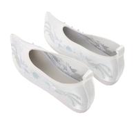VALICLUD Ethnic Embroidered Wedding Flats for Bride Women Vintage Chinese Style Fabric Shoes Supple Material Classic White Comfortable for Weddings Birthdays Daily Wear