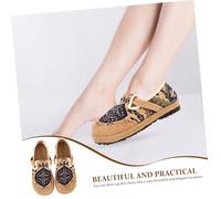 VALICLUD Ethnic Linen Embroidered Shoes for Women Flat Bottom Cotton and Linen Casual Shoes Breathable Soft Sole Lightweight Summer Flats with Portable Lace-up Design Blue