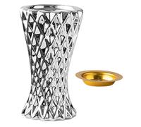 VALICLUD European Style Ceramic Incense Burner Silver Vertical Incense Holder Desktop Table Censer for Study Bedroom Yoga Aromatherapy Decorative Ornament