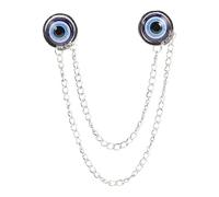 VALICLUD Evil Eye Brooch Collar Clip with Silver Tassel Chain, Personality Neckerchief Pin for Men’s Suit Shirt, Clothing Brooch Clamp Accessory for Formal and Casual Wear