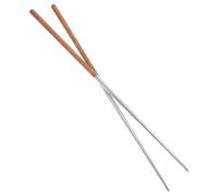 VALICLUD Extra Long Stainless Steel Cooking Chopsticks with Wood Handle Scald Non Slip Chinese Hot Pot and Noodle Chopsticks for Frying and Family Use