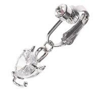 VALICLUD Fake Belly Button Ring Dangle Heart Zircon Inlaid Non-pierced Navel Jewelry for Women Beach Party Accessory