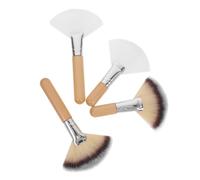 VALICLUD Fan Makeup Brush Set 4Pcs Large Soft Powder Brushes for Setting Makeup Highlighter Cheeks for Professional and Daily Use