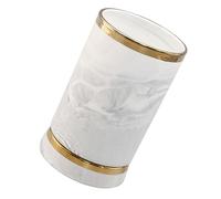VALICLUD Farmhouse Ceramic Utensil Holder with Marble Pattern and Gold Trim Kitchen Cutlery Organizer for Spoons Forks Chopsticks Compact Countertop Storage Crock for Restaurant and Home