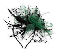 VALICLUD Fascinator Headband with Removable Clips Tea Party Wedding Feathered Banquet Headdress Color Block Mesh Flower Black Green