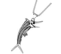 VALICLUD Fashion Fishbone Pendant Necklace for Men and Women Creative Metal Sweater Chain with Bright Luster Stylish and Elegant Accessory for Daily Wear Birthdays Anniversaries and Special