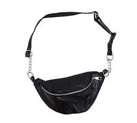 VALICLUD Fashion Sequin Waist Bag Multi-Functional Fanny Pack for Women Stylish Black Crossbody Chest Bag for Outdoor Travel and Sports