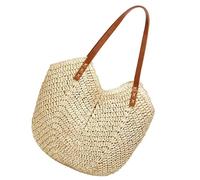 VALICLUD Fashionable Woven Straw Tote Bag for Women Summer Beach Shoulder Handbag Lightweight Rattan Design for Travel Vacation Daily Use with Spacious Capacity