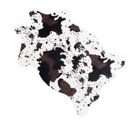 VALICLUD Faux Cowhide Floor Mat Black Polyester Latex Anti Slip Area Rug | Irregular Cow Pattern Design, Breathable Surface, Easy Cleaning, Suitable for Kitchens, Bathrooms, Sofa Seats and Window