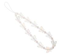 VALICLUD Faux Pearl Beaded Phone Strap Butterfly Pendant Decorative Easy to Use Phone Charm Lanyard in Stylish White