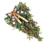 VALICLUD Festive Eucalyptus Leaf Upside Down Tree Door Hanger Red Berry and PE Yellow Flower, Christmas Teardrop Swag Garland Wreath for Xmas Stair and Wall Decoration