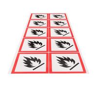 VALICLUD Flammable Liquid Warning Sticker 10pcs Pvc Adhesive Safety Labels 5x5cm Hazard Sign for Industrial Use