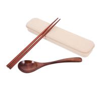 VALICLUD Flatware Chopsticks Elegant Case Japanese Carrying Style, with Reusable Korean Long Spoon and Wooden Set Versatile Use Portable Cooking Camping