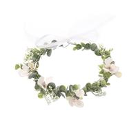 VALICLUD Flocking Eucalyptus Floral Bride Wreath Headband with Baby's Breath White Bridal Hair Accessories Wedding Decorative Crown for Women