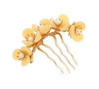 VALICLUD Floral Jade Hairpin with Petal Design, Handmade Traditional Chinese Side Comb Clip for Women Girls, Decorative Bridal Hair Stick Accessory for Wedding Party Updo