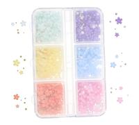 VALICLUD Floral Pearl Nail Charms 3d Flower Nail Charms 6-compartment Acrylic Box Set for Manicure