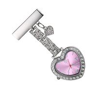 VALICLUD Fob Watch Practical and Lightweight Heart Shaped Pocket Watch Clip-on Nurses with Glass and Alloy Material for Women Nurses for Work in The Hospital and Daily Tasks