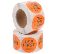 VALICLUD Food Service Use First Stickers 2 Rolls, 1.5 Inch Circle Labels Removable Adhesive, 500 Per Roll for Transportation and Receiving Inventory Management