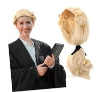 VALICLUD Founding Father Judge Wig for Men Curly Synthetic Costume Wig for Cosplay for Themed Parties Historical Events Easy Care Realistic Appearance