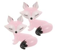 VALICLUD Fox Pink Shape and Smooth with Rounded Figurines Craftsmanship 2pcs Glass Ornament Set, Handcrafted Cartoon Edges, Lightweight and Safe for Surface, for Office Desk