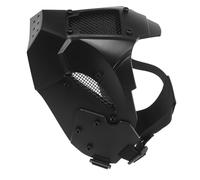 VALICLUD Futuristic Steampunk Half Face Mask with Display Base Comfortable Breathable Punk Helmet for Halloween Cosplay Gothic Black Mechanical Samurai Cover for Adults