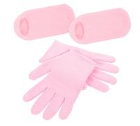VALICLUD Gel Socks and Lotion Spa Gloves 3pc Set for Dry Cracked Feet and Hands Gel Moisturizing Pink Gloves (2 Pairs) with () for Overnight Skin Care and Foot Hand Repair
