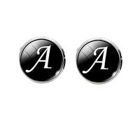 VALICLUD Glass Cuff Link Sleeve Button for Men Durable Lightweight Glass and Copper Material Smooth Electroplated Round Collar Button Letter Pattern Simple Design Suitable for Shirt Sleeves