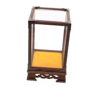 VALICLUD Glass Display Box for Buddha Figurine Collectibles Wooden Base Dust Cover for Home Office Decor and Antique Statue Showcase