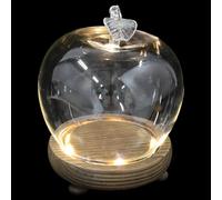 VALICLUD Glass Dome Display Case Small Shape with Antique Wooden Lighted Base Glass Dome for Figurines and Crafts Dust Cover for Home Décor
