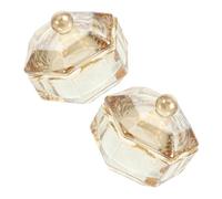 VALICLUD Glass Nail Art Dish with Lid 2pcs Pale Gold Hexagonal Replaceable Nail Manicure Cup