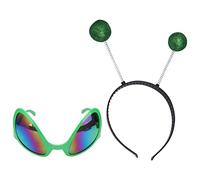 VALICLUD 2pcs Alien Headdress Saucer Man Glasses Martian Antenna Headband Festival Halloween Party Accessories