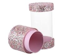 VALICLUD Glitter Makeup Brush Holder Elegant Two Cup Cosmetic Storage Box for Organizing Brushes Jewelry Accessories Stylish Transparent Design with Lid for Any Room Decor