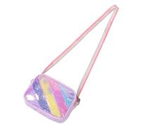 VALICLUD Glitter Shoulder Bag Small Cartoon Crossbody Purse with Adjustable Strap Featuring Rainbow Ribbon Patterns for School and Playtime