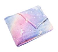 VALICLUD Glow Dark Unicorn Flannel Blanket Soft Gradient Sleeping Throw for Office Naps Adults Lightweight Decorative Winter Couch Blanket No Shedding Practical Travel Gift
