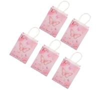 VALICLUD Glow Party Bags Featuring Delicate Butterfly and Floral Patterns 5pcs with Handles Elegant Paper Gift Bags Easy to Carry for Holidays and Birthdays