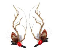 VALICLUD Glowing Elk Antler Hairpins Christmas Deer Horn Barrettes Battery Operated Festive Hair Grip Clips for Women Holiday Costume Party Accessories
