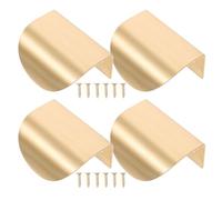 VALICLUD Gold Edge Brass Cabinet and Drawer Handles Finger Tab Pulls for Living Room, Wardrobe, Shoe Cabinet, 60Mm Solid Hardware 4Pcs
