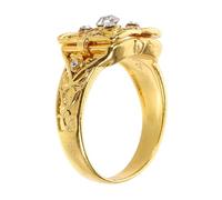 VALICLUD Golden Alloy Statement Ring Elegant with Bold Carved Design and Micropaved Rhinestones Resistant to Fade and Discoloration, Secret Locket Flip-top for Parties and Daily Wear