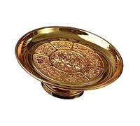 VALICLUD Golden Lotus Pedestal Bowl Buddhist Fruit Worship Plate for Temple Offerings Home Decoration Religious Tribute Tray Sacrificial Serving Dish