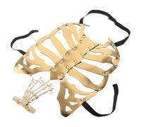 VALICLUD Golden Skeleton Rib Cage Chest Plate with Skeleton Hand Bracelet Halloween Skull Accessories for Cosplay Party Gothic Bone Jewelry Prop for Costume Events