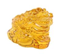 VALICLUD Golden Toad Figurine Home Decoration Feng Shui Wealth Symbol Yellow Crystal Money Frog Statue Lucky Ornament for Living Desk Shelf Dining Table