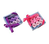 VALICLUD Gradient Soap Rose Bouquet Box 9pcs Soap Flower Set 2 Boxes Purple Pink Valentine’s Day Wedding Present for Special Occasions Random Color