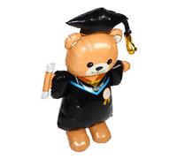 VALICLUD Graduation Bear Balloon with Cap Inflatable Standing Foil Decoration for Party Supplies Easy Setup Photo Booth Prop Graduation Celebration Accessory