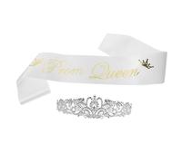 VALICLUD Graduation Party Decorations Set Prom Queen Sash Crown Headband for Dance Parties Weddings and Special Occasions Satin and Charming Design