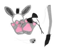 VALICLUD Grey Donkey Costume Set with Soft Tail Donkey Ears Headband and Gloves for Boys and Comfortable Animal Cosplay for Halloween Parties Performances and Dress-up Events