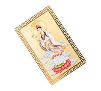 VALICLUD Guanyin Auspicious Metallic Card Buddhist Amulet Chinese Style Portable Spiritual Protection Kwan Yin Card for Luck and Success Personal Feng Shui Accessory