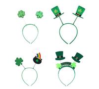 VALICLUD Hair Accessories and Festive Green Design Cloth for St Patrick's Day Parties 4pcs Clover Hair Headbands Creative Lightweight with Firm Hold Party