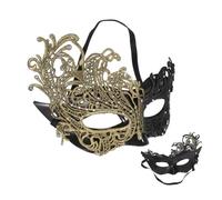 VALICLUD Half Eye Mask Black Gold Elastic Band Elegant for Halloween Prom Dancing Party Cosplay and Costume Accessories